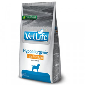 VET LIFE DOG HYPOALLERGENIC FISH sausā barība suņiem Pārtikas alerģijas 12kg